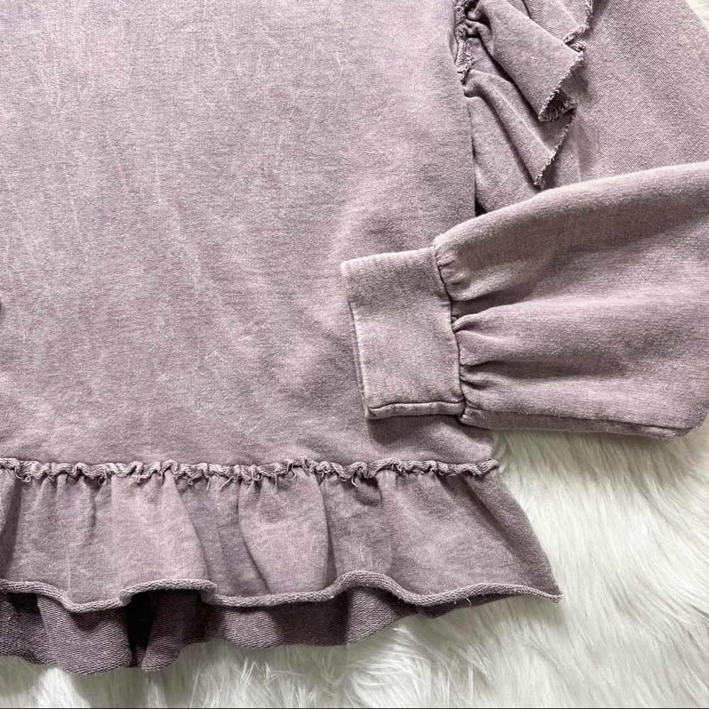 SOLD-Anthropologie Ruffled Mineral Wash Pullover Hooded Peplum Sweatshirt - Picture 6 of 8